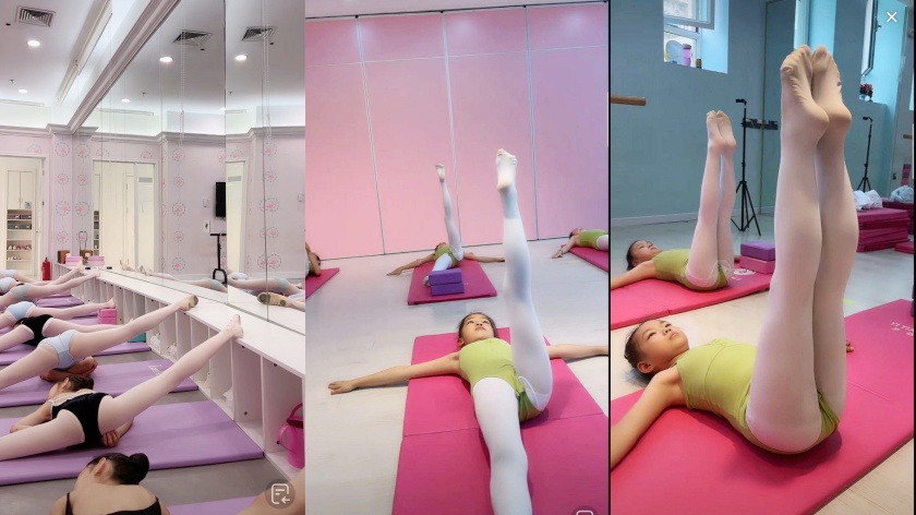 偷拍女儿舞蹈室练习，各个白丝美腿真诱人